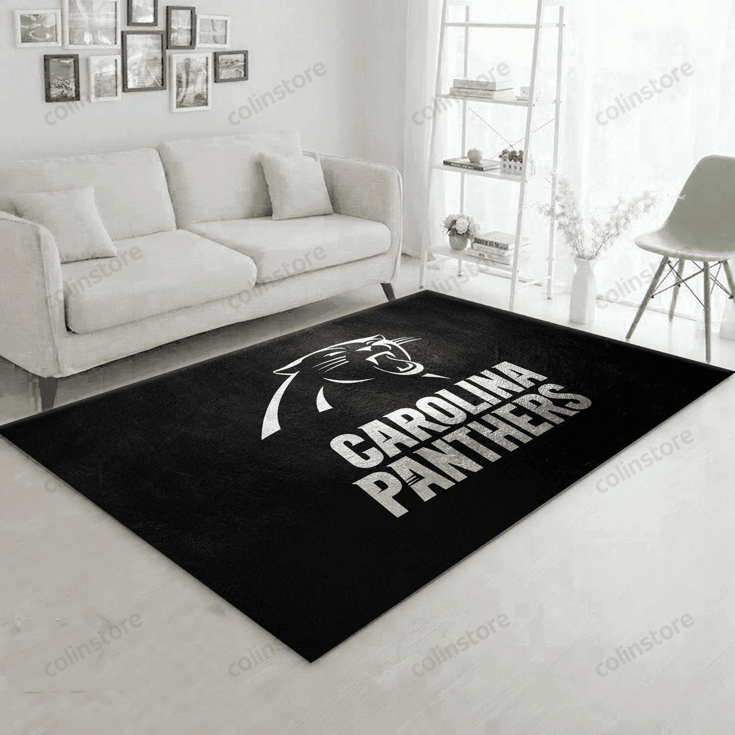 Carolina Panthers Silver Team Logos Rectangle Area Rug – Full Print Carpet For Living Room & Bedroom Home Decor