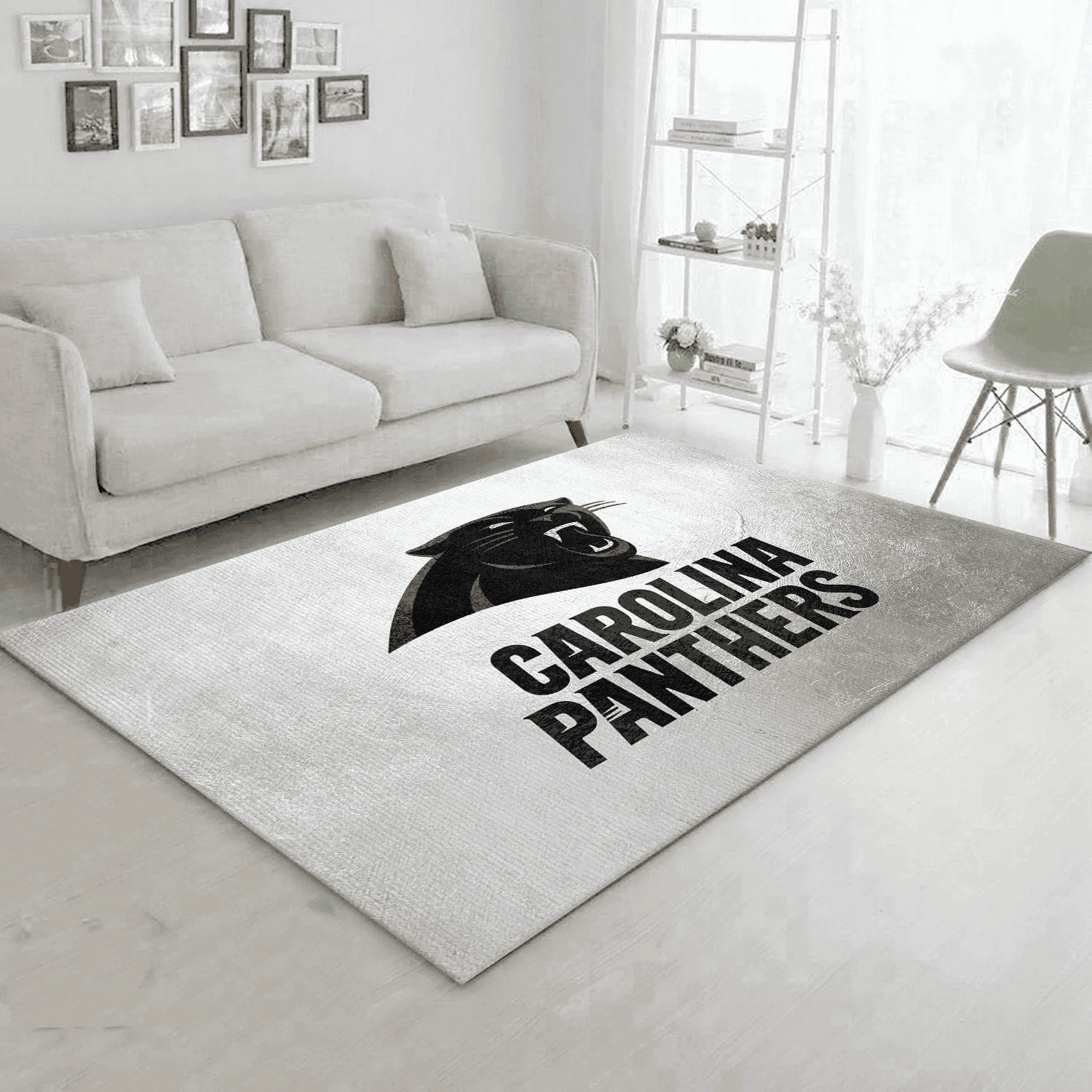 Carolina Panthers Silver Team Logos Rectangle Area Rug – Full Print Carpet For Living Room & Bedroom Home Decor