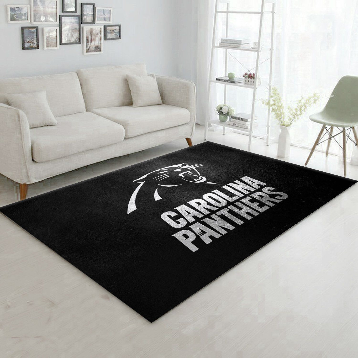 Carolina Panthers Silver Team Logos Rectangle Area Rug – Full Print Carpet For Living Room & Bedroom Home Decor
