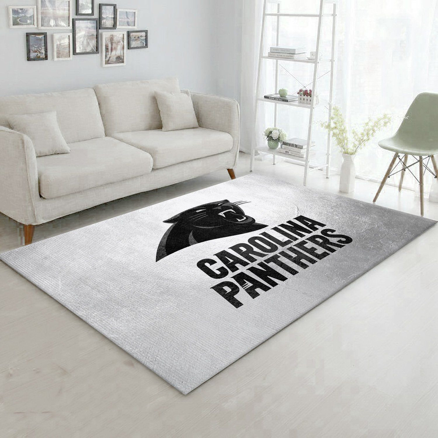 Carolina Panthers Silver Team Logos Rectangle Area Rug – Full Print Carpet For Living Room & Bedroom Home Decor