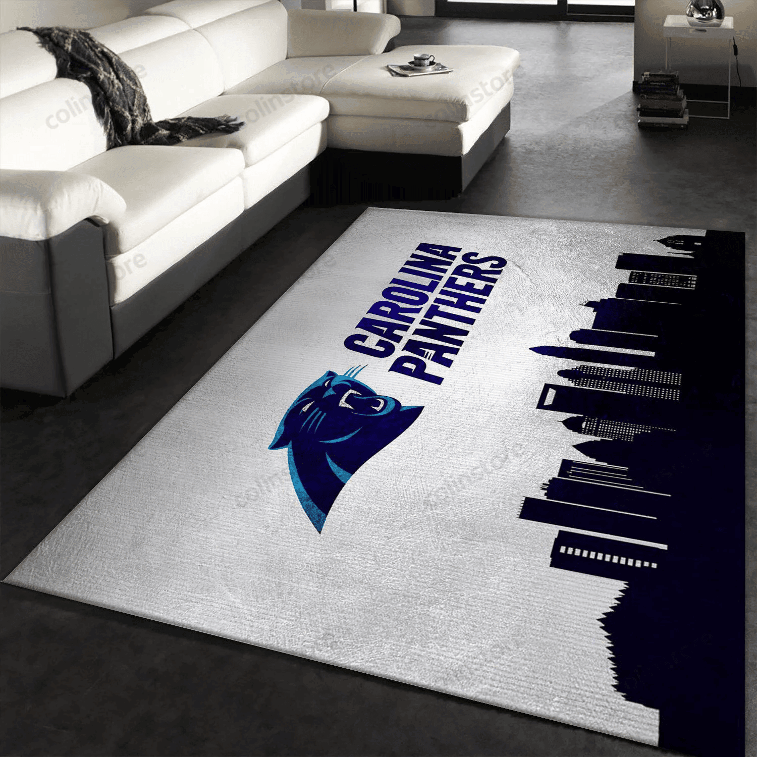 Carolina Panthers Skyline Rectangle Area Rug – Full Print Carpet For Living Room & Bedroom Home Decor
