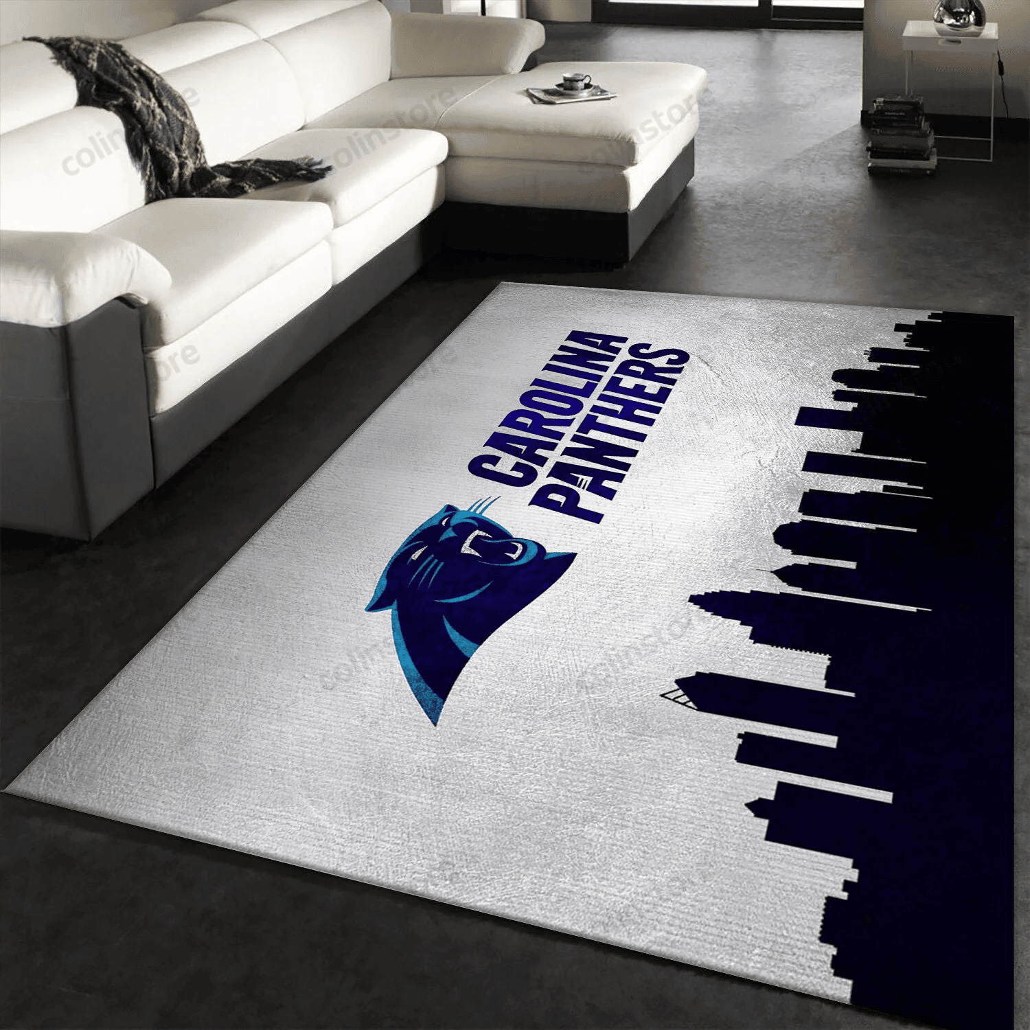 Carolina Panthers Skyline Rectangle Area Rug – Full Print Carpet For Living Room & Bedroom Home Decor