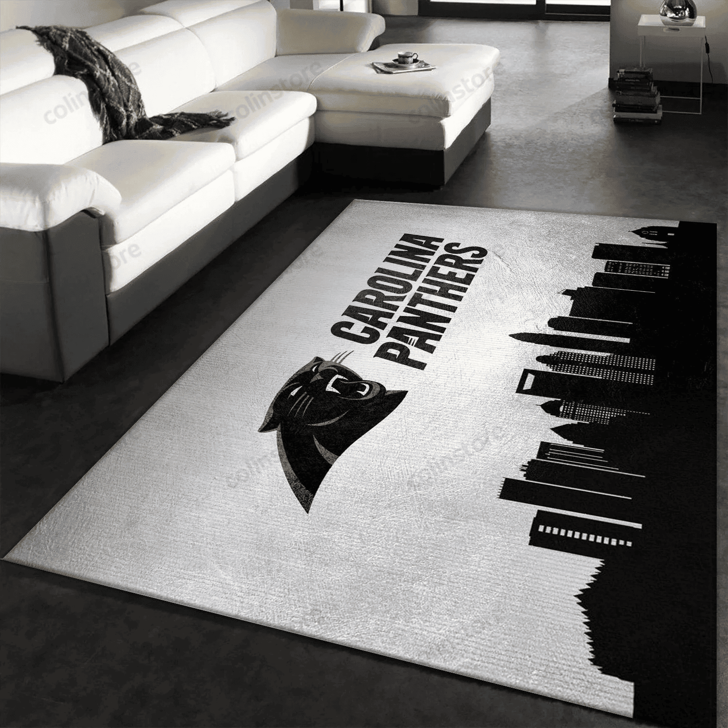 Carolina Panthers Skyline Rectangle Area Rug – Full Print Carpet For Living Room & Bedroom Home Decor