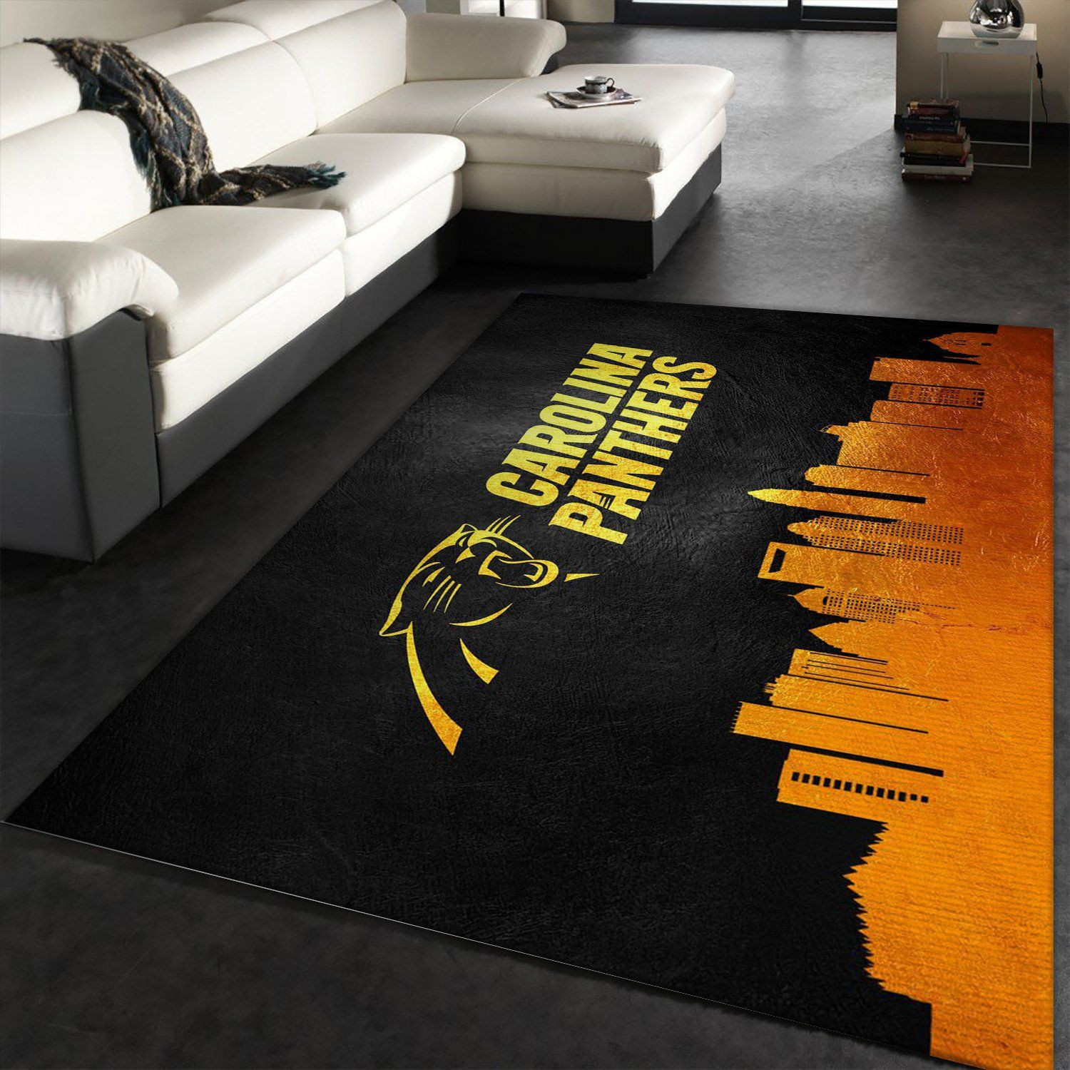 Carolina Panthers Skyline Team Logos Rectangle Area Rug – Full Print Carpet For Living Room & Bedroom Home Decor