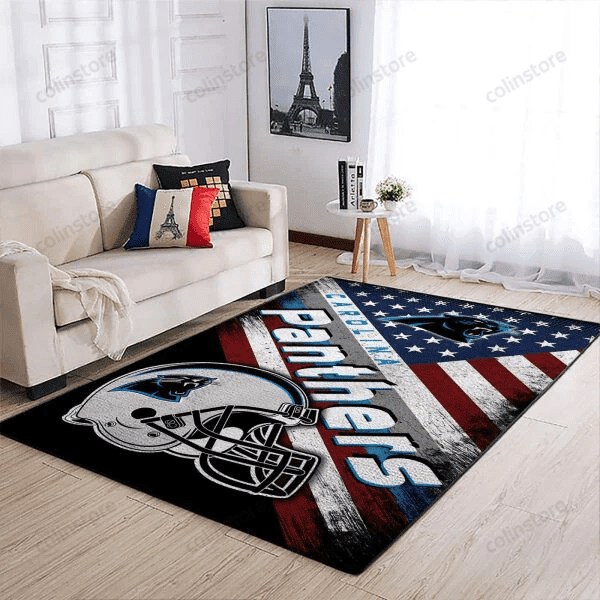 Carolina Panthers Team Logo American 3D Rectangle Area Rug – Full Print Carpet For Living Room & Bedroom Home Decor