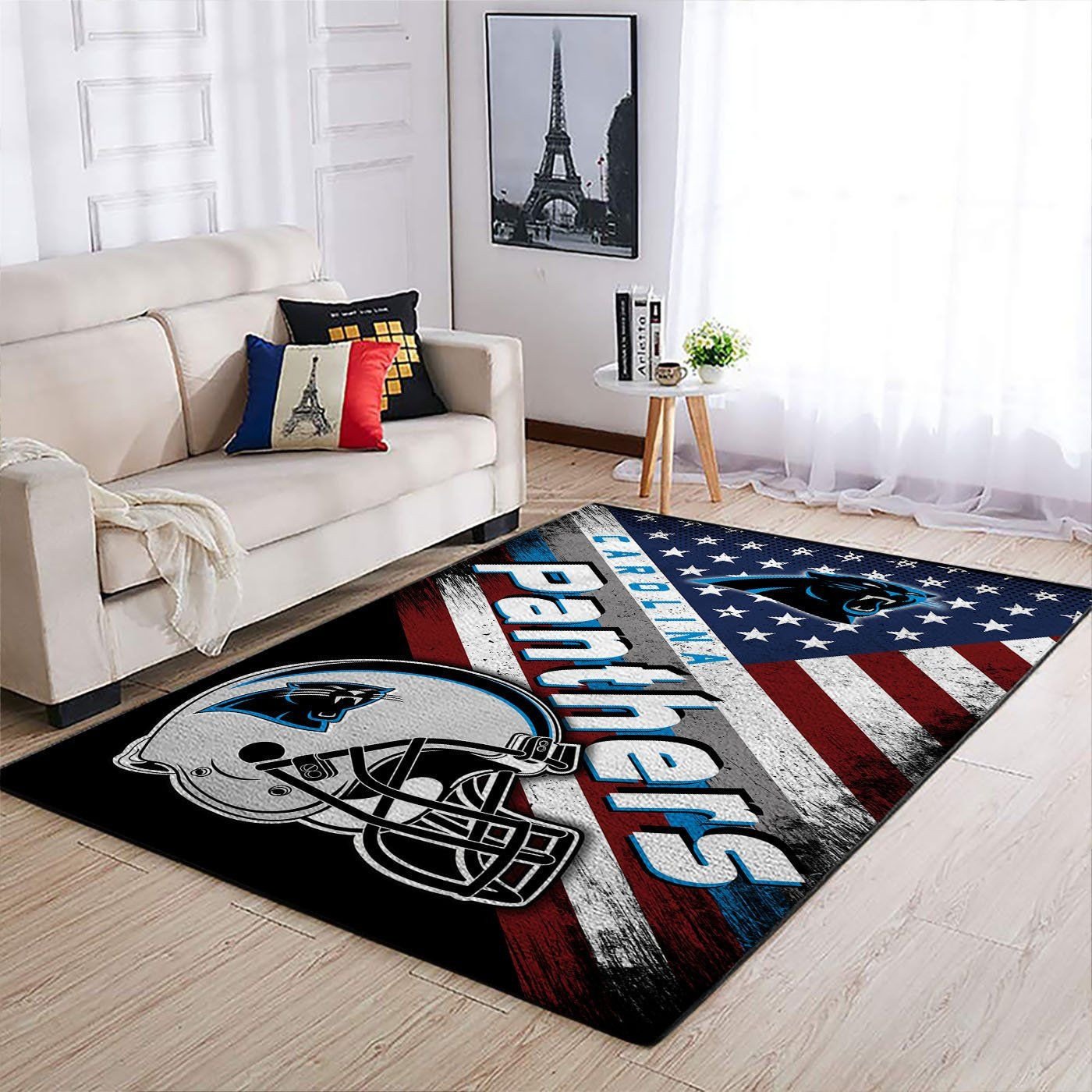 Carolina Panthers Team Logo American Rectangle Area Rug – Full Print Carpet For Living Room & Bedroom Home Decor