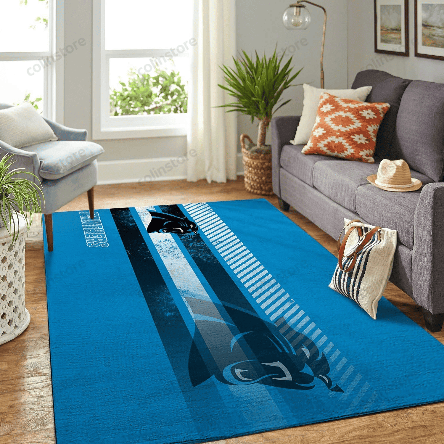 Carolina Panthers Team Logo Gift Rectangle Area Rug – Full Print Carpet For Living Room & Bedroom Home Decor