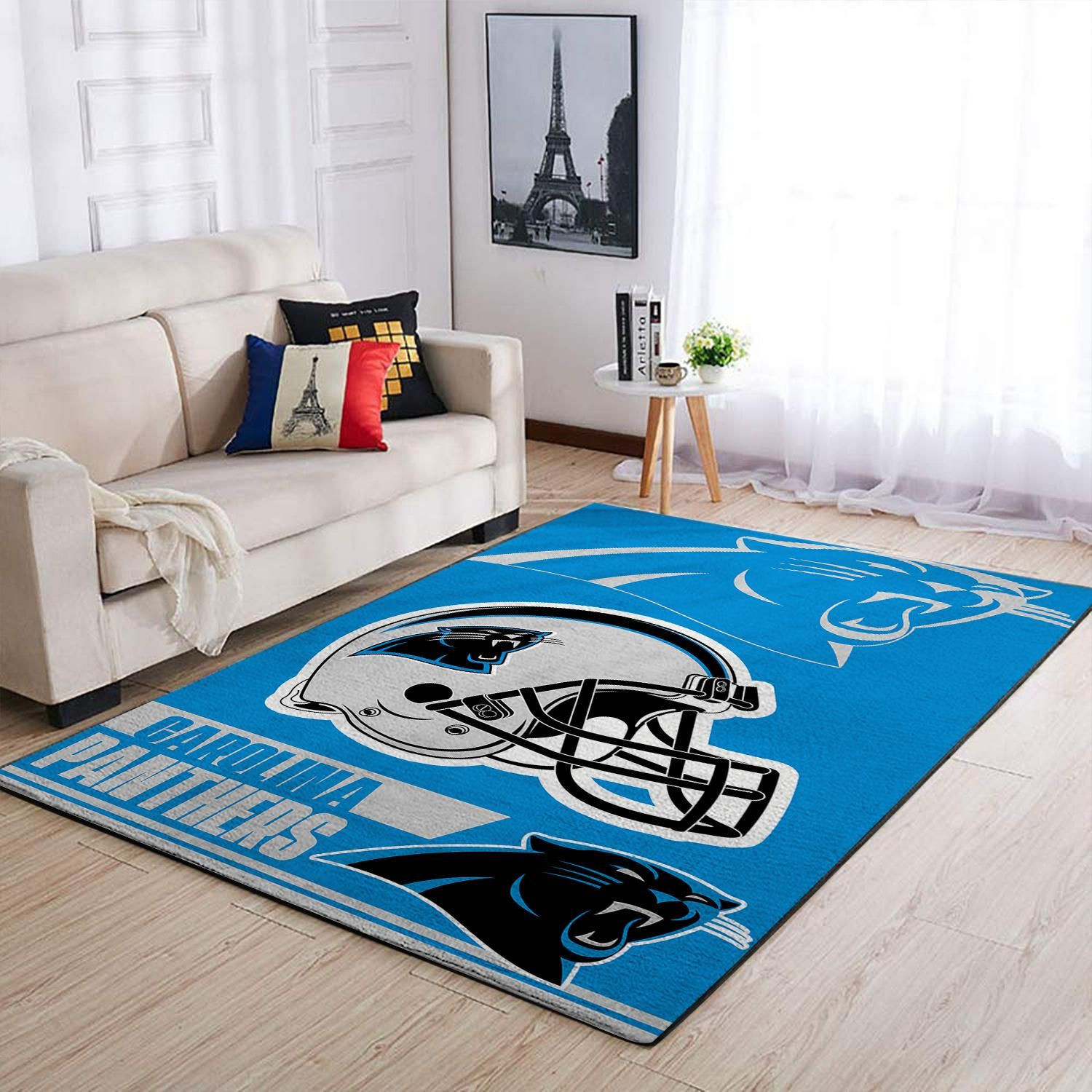 Carolina Panthers Team Logo Helmet Nice Gift Rectangle Area Rug – Full Print Carpet For Living Room & Bedroom Home Decor