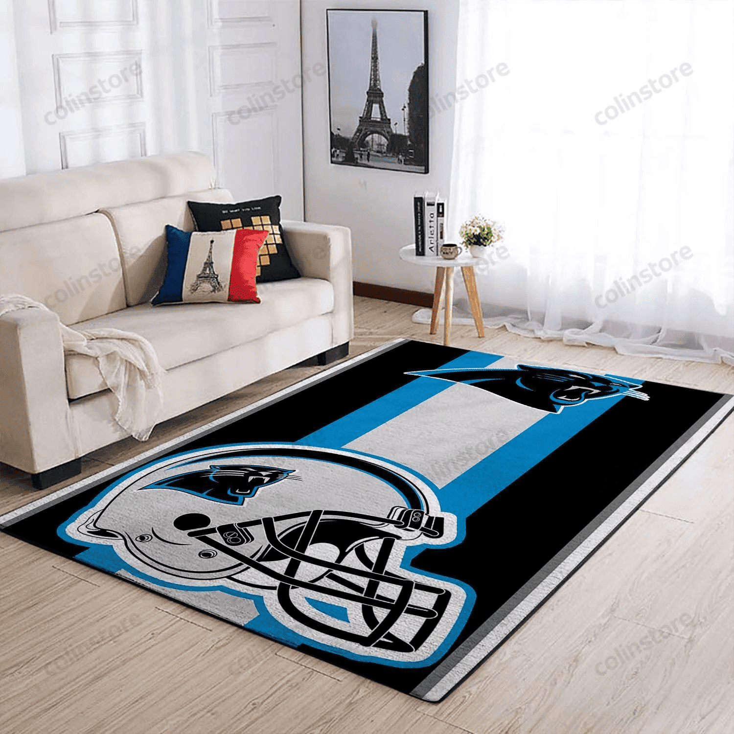 Carolina Panthers Team Logo Helmet Nice Gift Rectangle Area Rug – Full Print Carpet For Living Room & Bedroom Home Decor