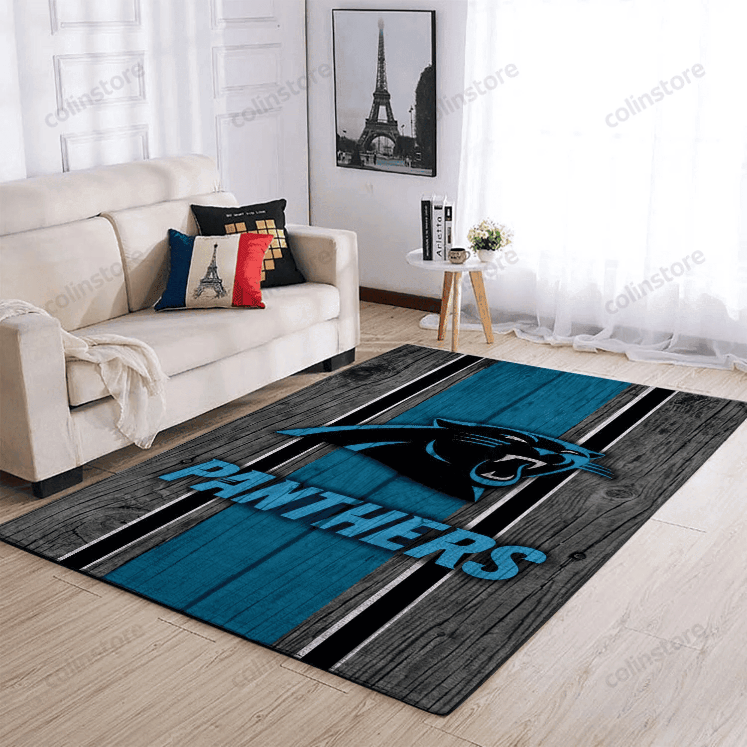 Carolina Panthers Team Logo Rectangle Area Rug – Full Print Carpet For Living Room & Bedroom Home Decor