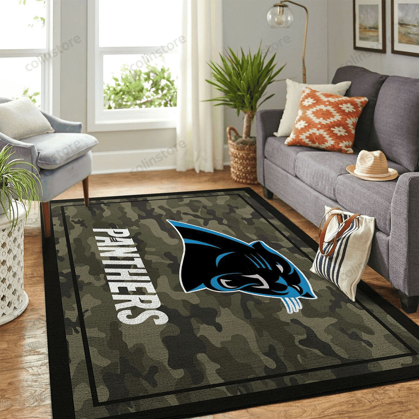 Carolina Panthers Team Logo Rectangle Area Rug – Full Print Carpet For Living Room & Bedroom Home Decor