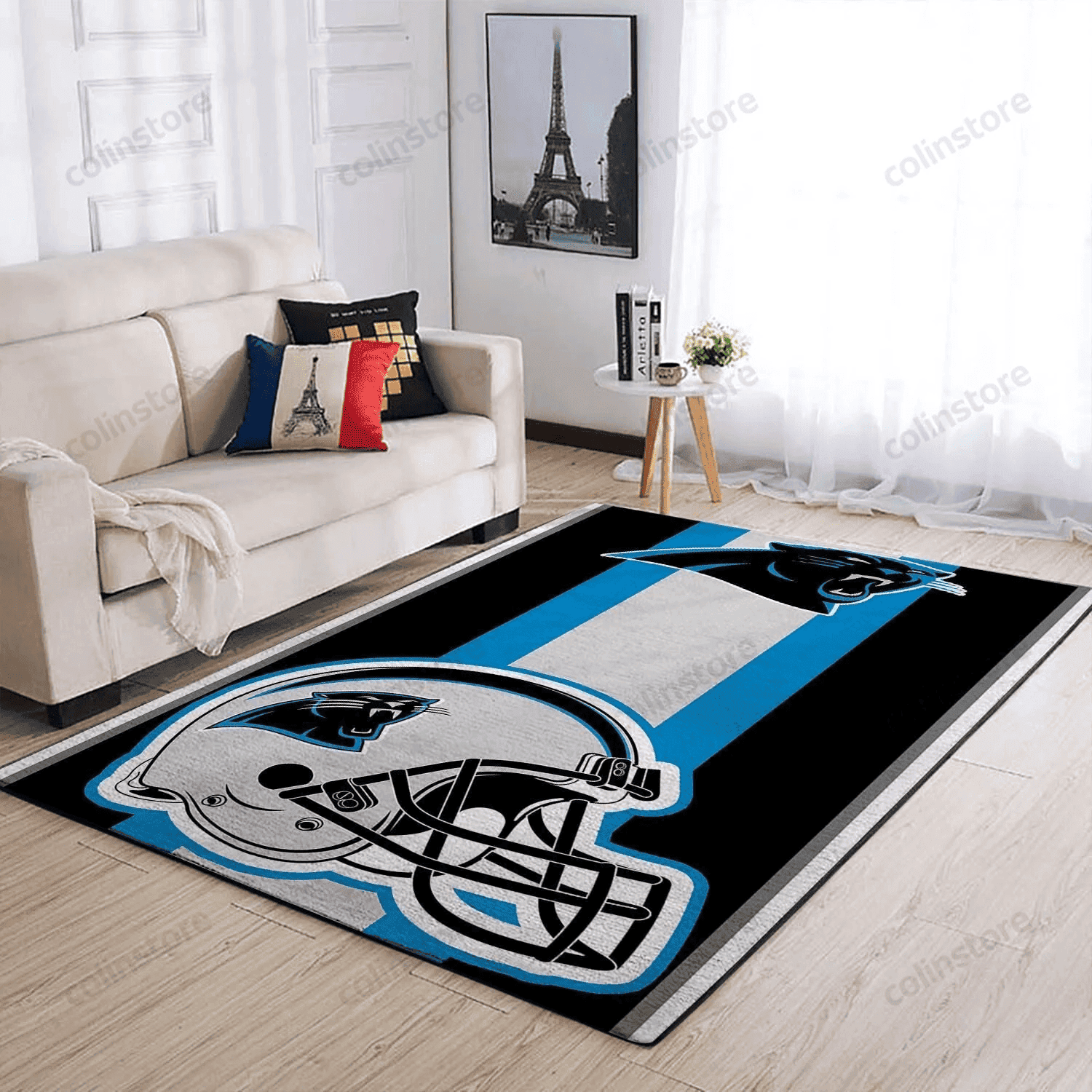 Carolina Panthers Team Logo Rectangle Area Rug – Full Print Carpet For Living Room & Bedroom Home Decor