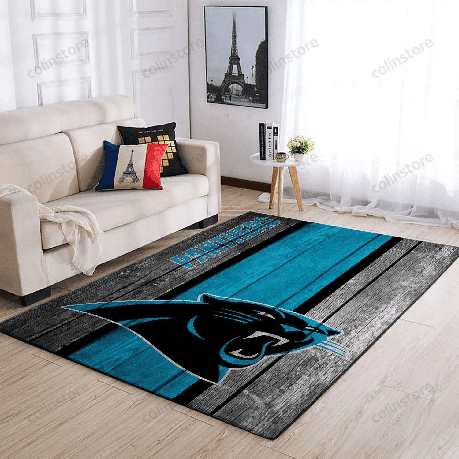 Carolina Panthers Team Logo Rectangle Area Rug – Full Print Carpet For Living Room & Bedroom Home Decor