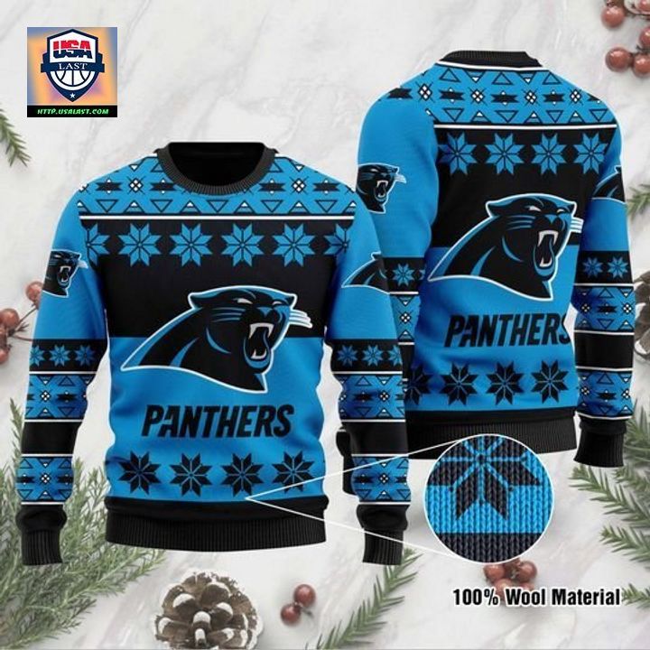 Carolina Panthers Wool Ugly Christmas Sweater