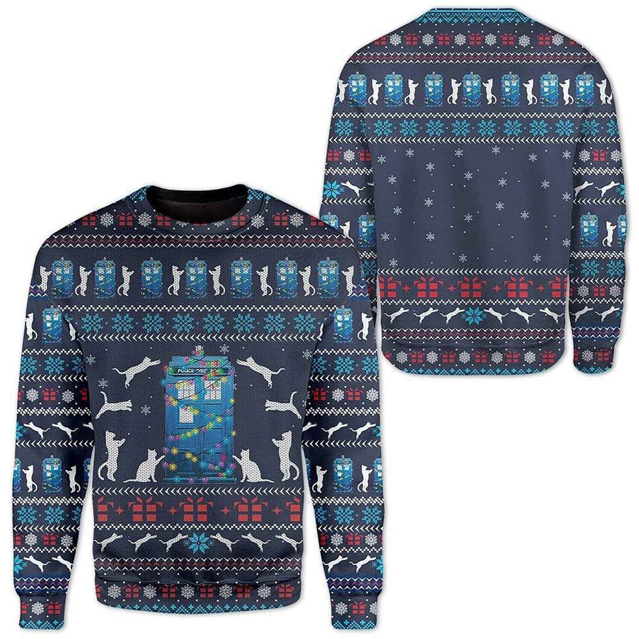 Cat Around Police Office Ugly Christmas Sweater