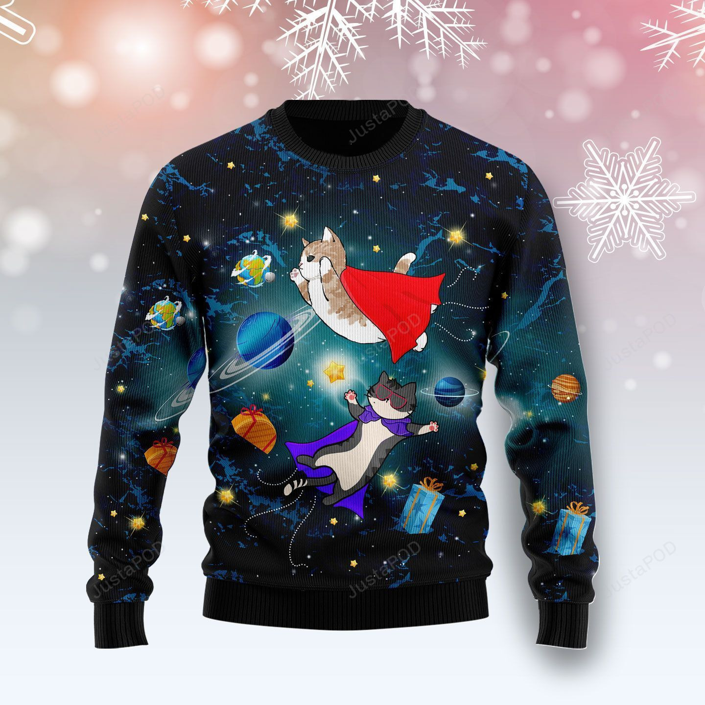 Cat Galaxy Ugly Christmas Sweater, Perfect Holiday Gift