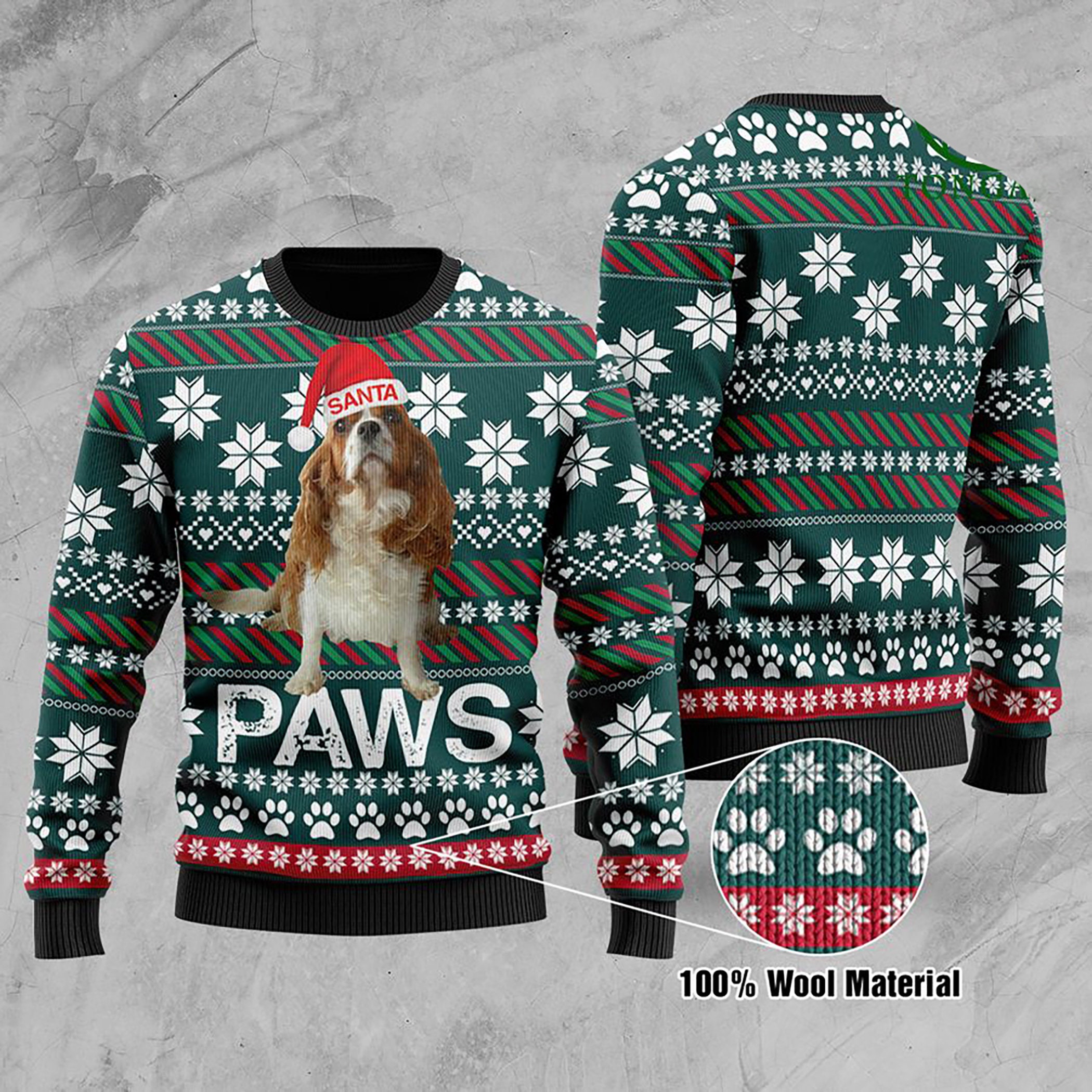 Cavalier King Charles Spaniel Santa Ugly Christmas Sweater