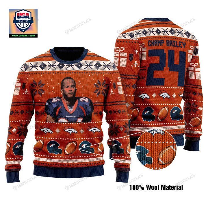 Champ Bailey 24 Denver Broncos Nfl Christmas Sweater
