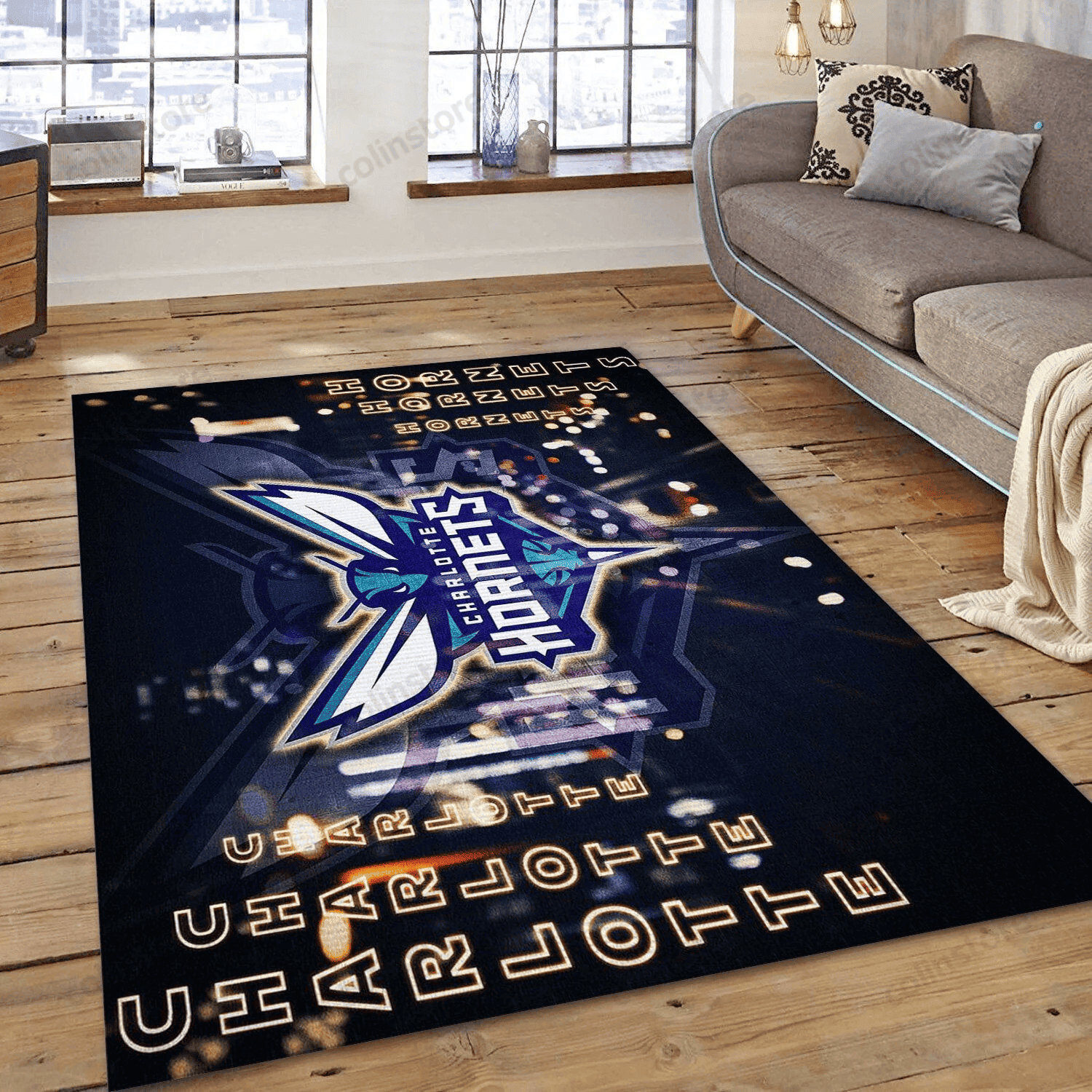 Charlotte Hornets 3D Rectangle Area Rug – Full Print Carpet For Living Room & Bedroom Home Decor