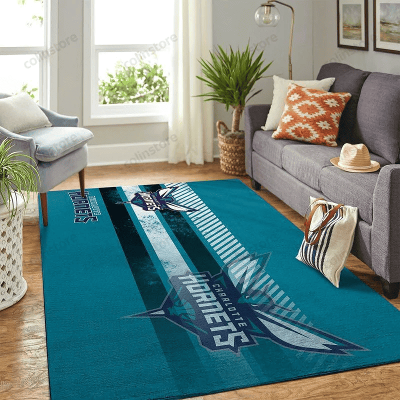 Charlotte Hornets Basketball 12 3D Rectangle Area Rug – Full Print Carpet For Living Room & Bedroom Home Decor
