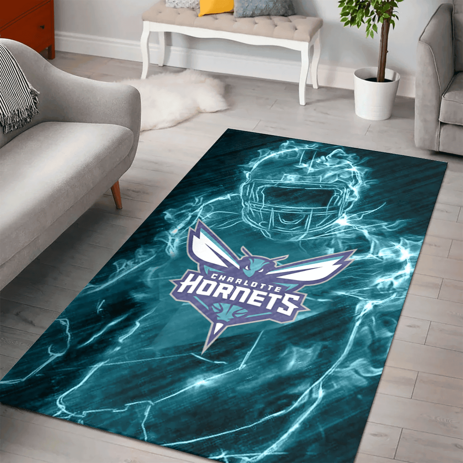 Charlotte Hornets Legend 3D Full Print Rectangle Area Rug – Full Print Carpet For Living Room & Bedroom Home Decor