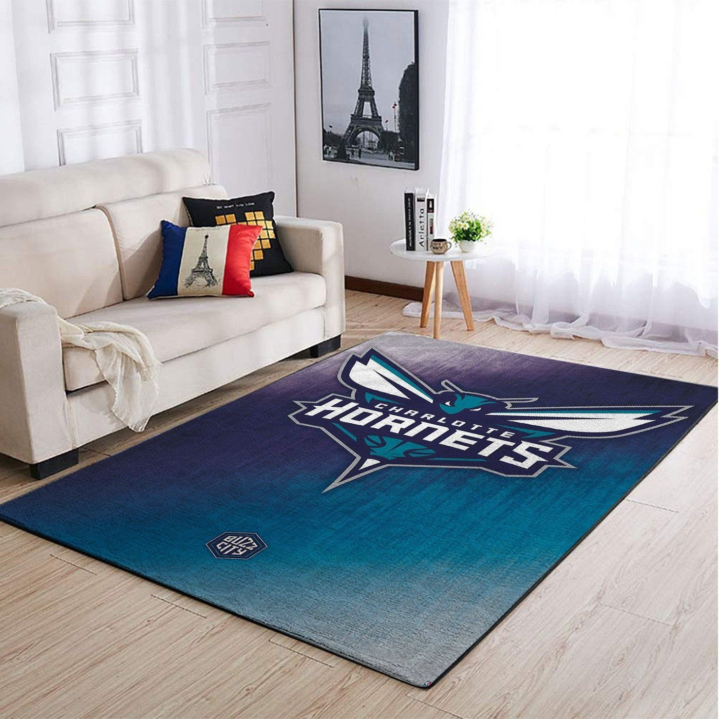 Charlotte Hornets Team Logo Rectangle Area Rug – Full Print Carpet For Living Room & Bedroom Home Decor