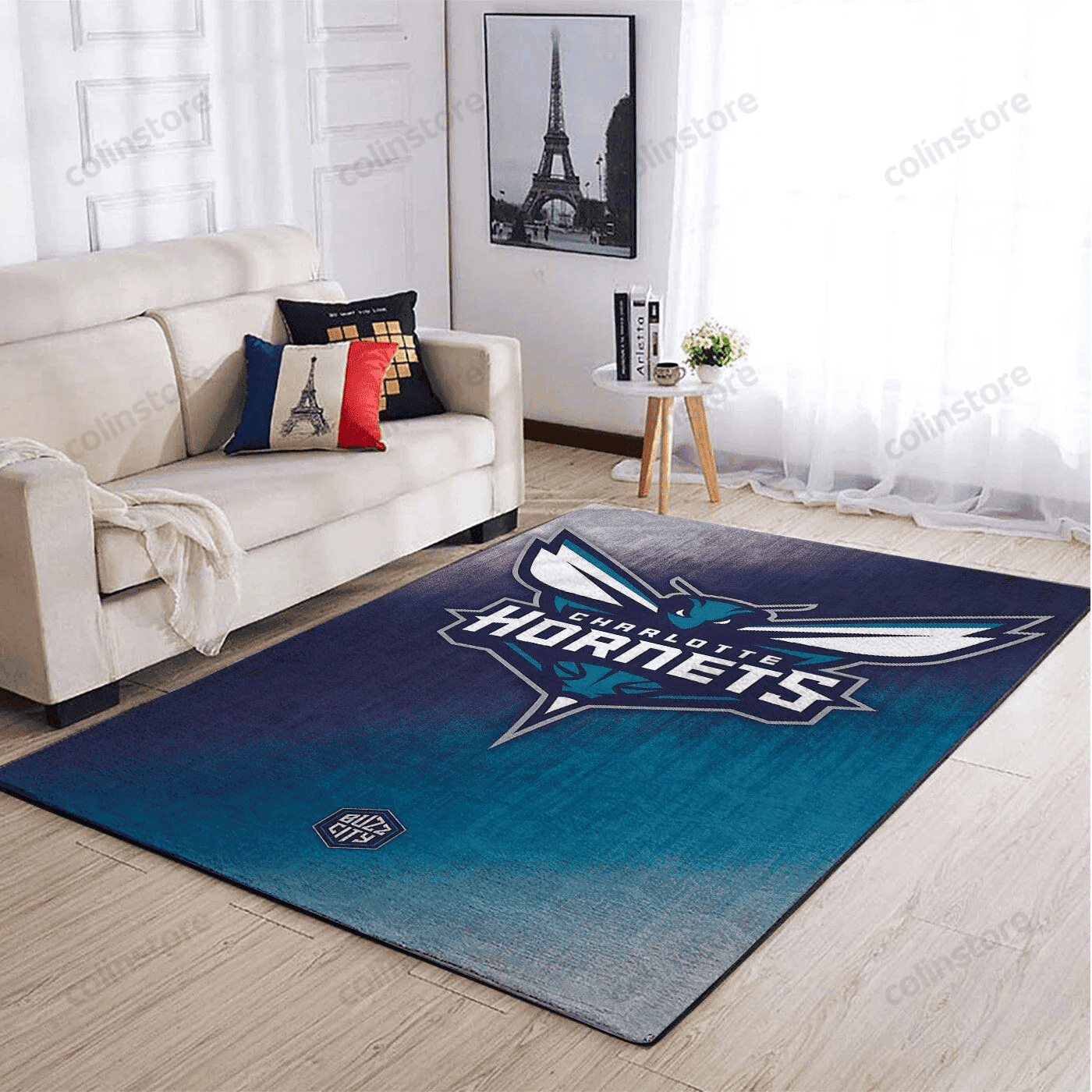 Charlotte Hornets Team Logo Rectangle Area Rug – Full Print Carpet For Living Room & Bedroom Home Decor