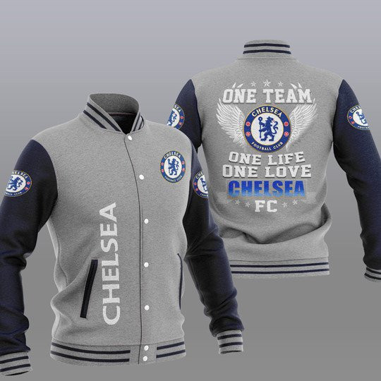 Chelsea One Team Varsity Baseball Jacket for Men & Women | Soccer Team Fan Gift