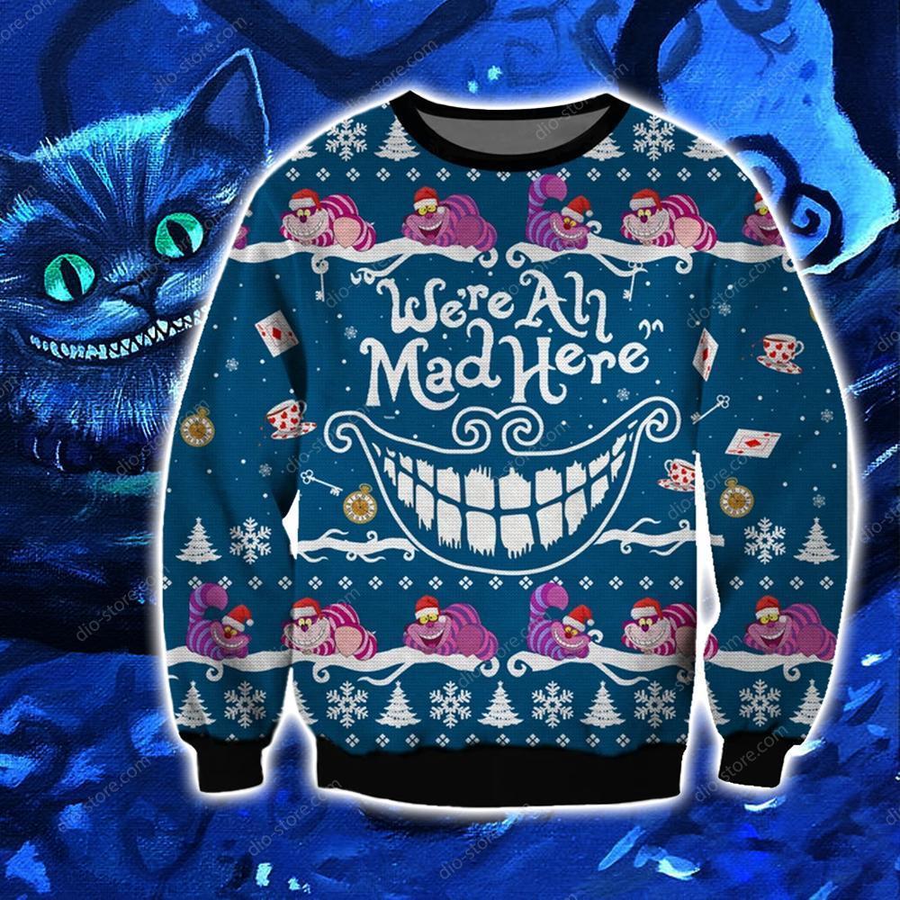 Cheshire Cat Knitting Pattern 3D Print Ugly Sweater