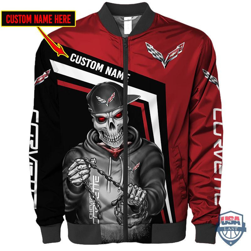 Chevrolet Corvette Ghost Rider Personalized Bomber Jacket | Automotive Jacket for Men & Women | Car Fan Gift