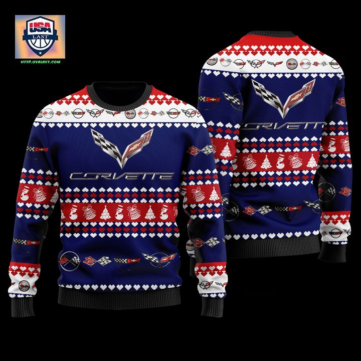 Chevrolet Corvette Merry Christmas Blue Ugly Sweater
