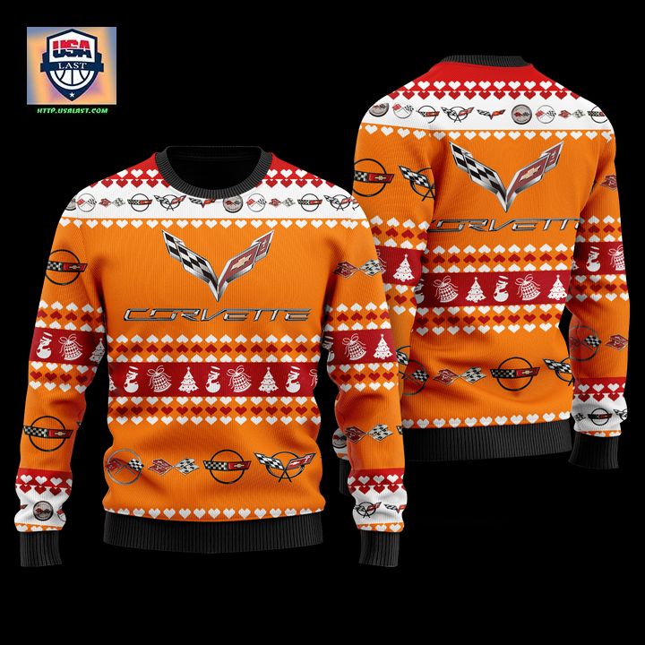 Chevrolet Corvette Merry Christmas Orange Ugly Sweater