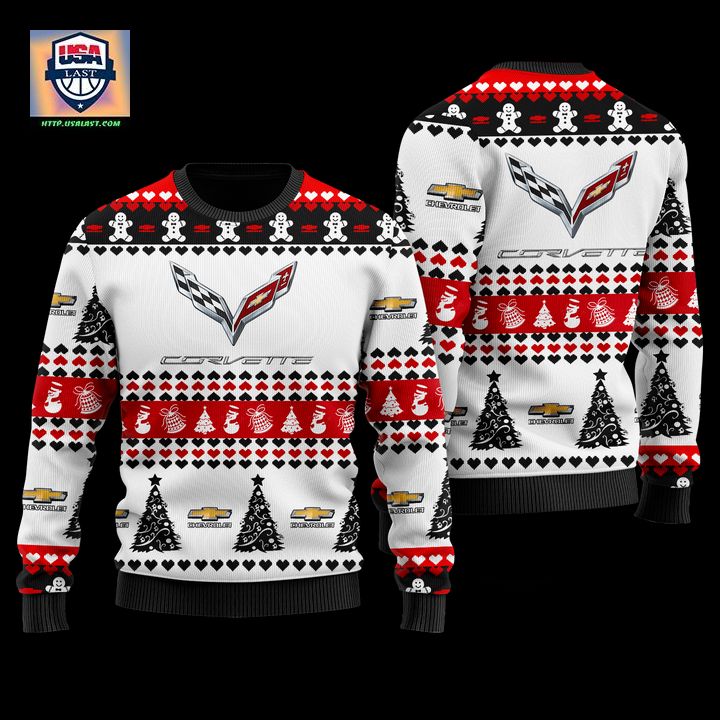 Chevrolet Corvette Merry Christmas White Ugly Sweater