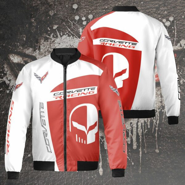 Chevrolet Corvette Racing Torch Red Sport Car Bomber Jacket | Automotive Jacket for Men & Women | Car Fan Gift