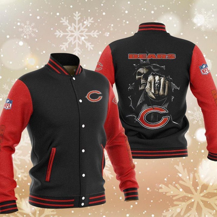 Chicago Bears Black Red Hades Boxing Varsity Baseball Jacket for Men & Women | NFL Team Fan Gift