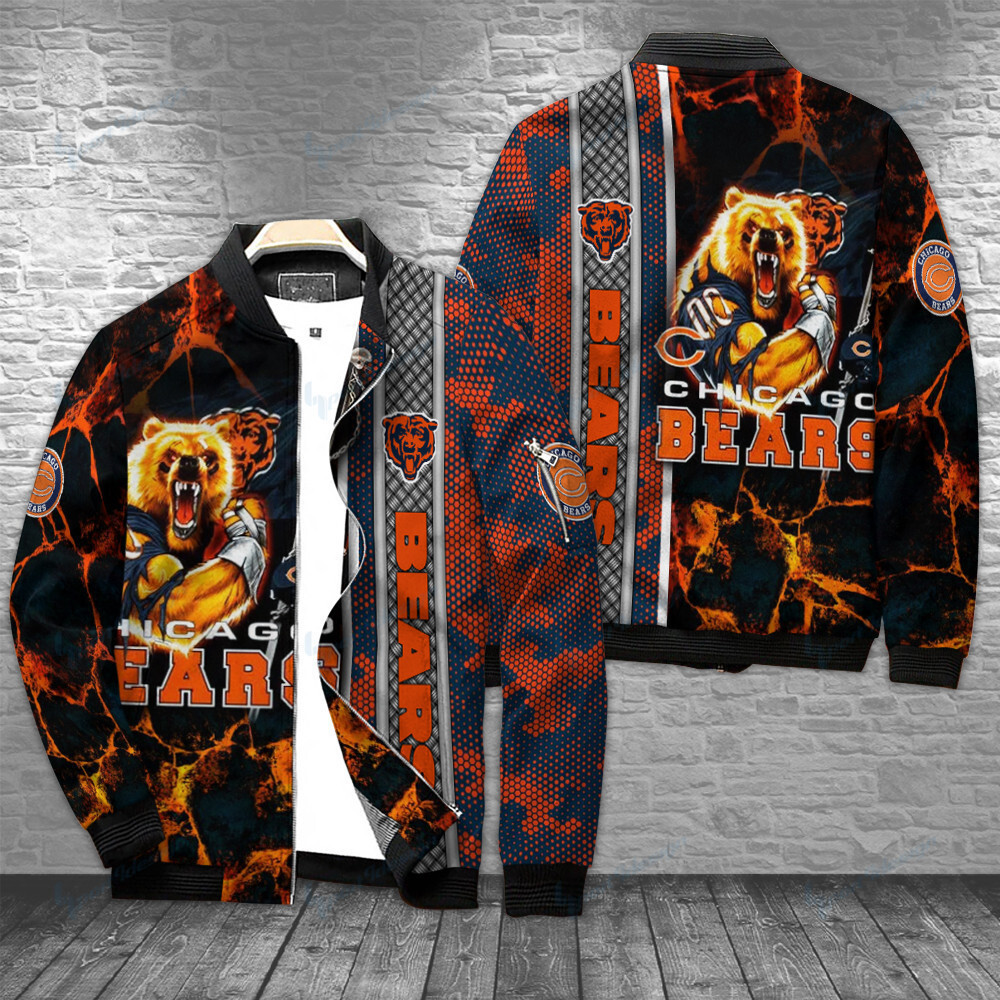 Chicago Bears Bomber Jacket | NFL Team Jacket for Men & Women | Football Fan Gift