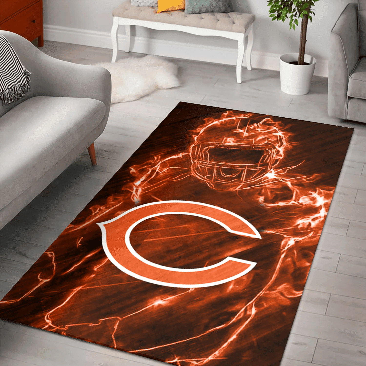 Chicago Bears Legend 3D Full Print Rectangle Area Rug – Full Print Carpet For Living Room & Bedroom Home Decor