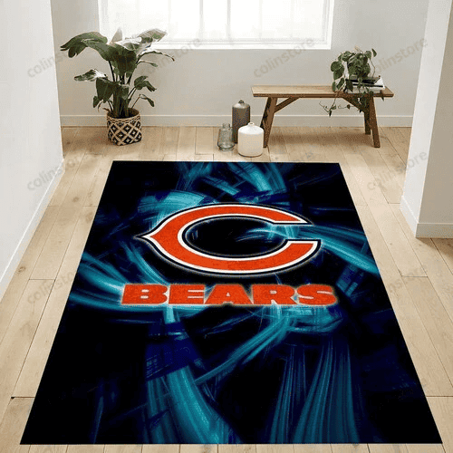 Chicago Bears Logo Rectangle Area Rug – Full Print Carpet For Living Room & Bedroom Home Decor