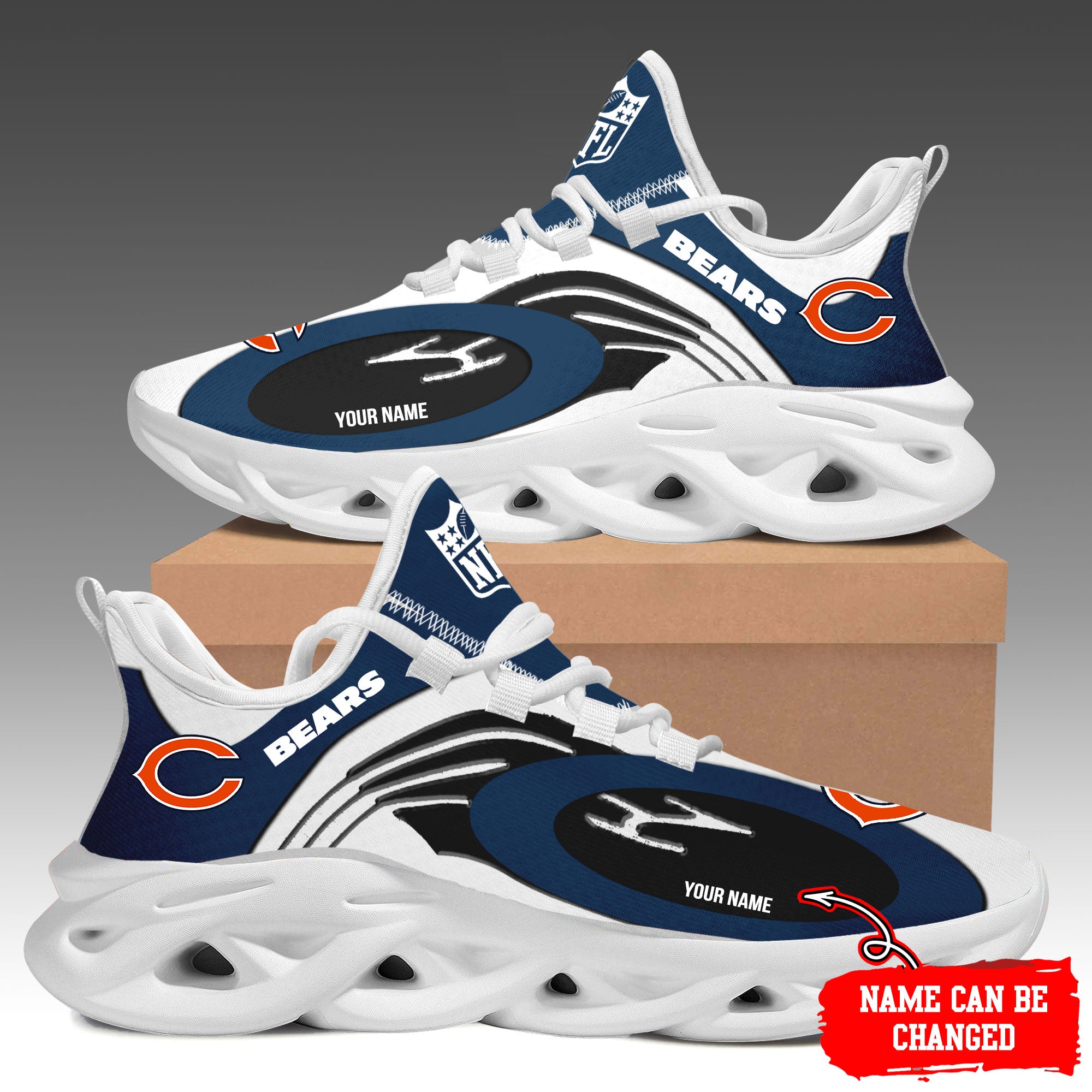 Chicago Bears Max Soul Shoes Sneakers for Men And Women – NFL Football Fan Shoes, Team Sneakers