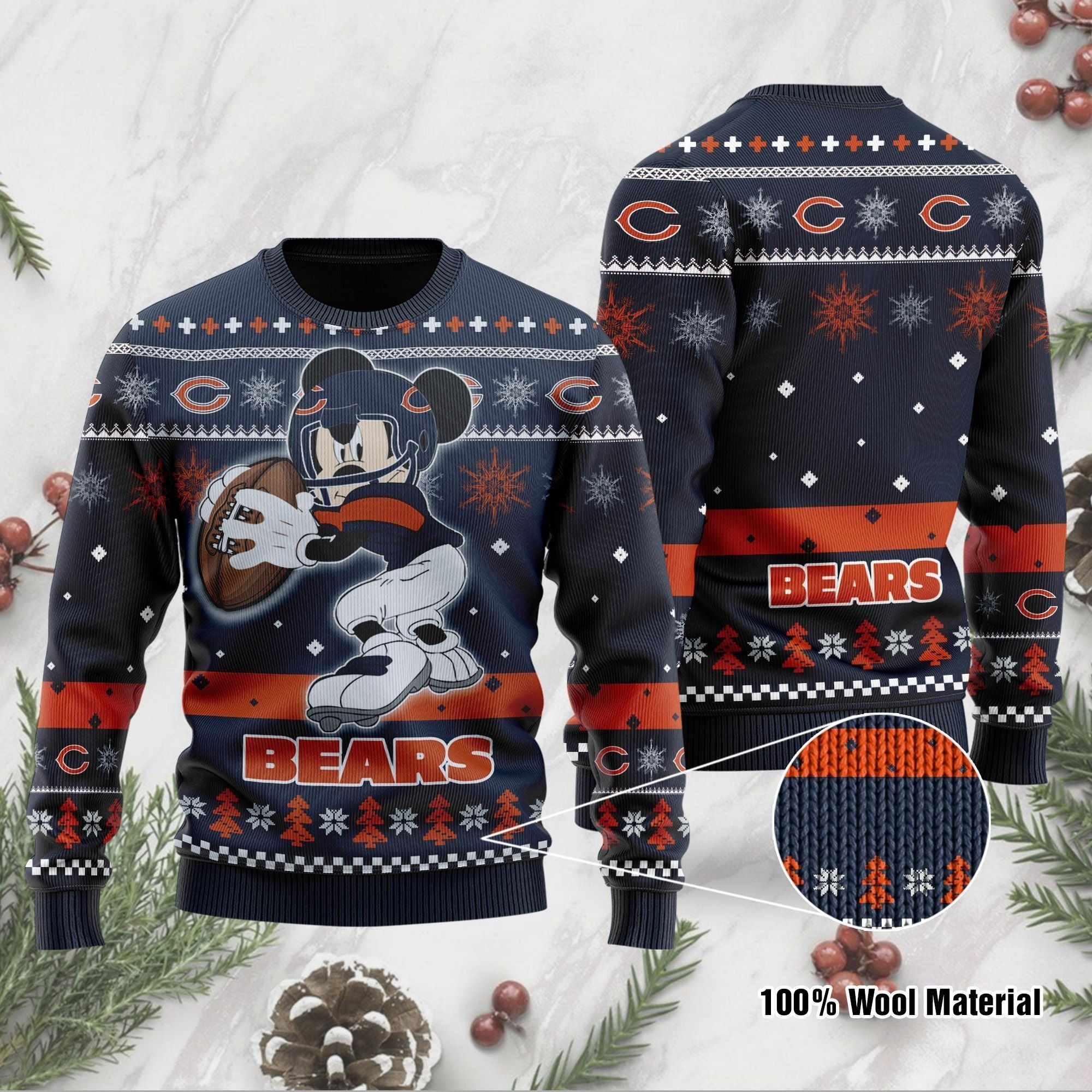 Chicago Bears Mickey Mouse Funny Ugly Christmas Sweater Holiday Xmas Party Men Women Plus Size