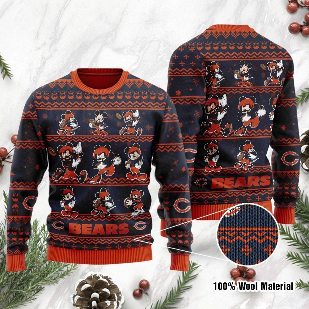 Chicago Bears Mickey Mouse Ugly Christmas Sweater Holiday Party Men Women Plus Size