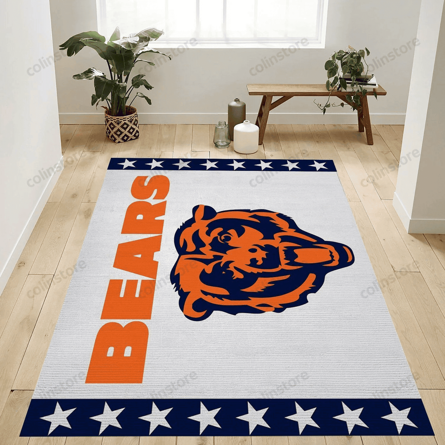 Chicago Bears Modern Rectangle Area Rug – Full Print Carpet For Living Room & Bedroom Home Decor
