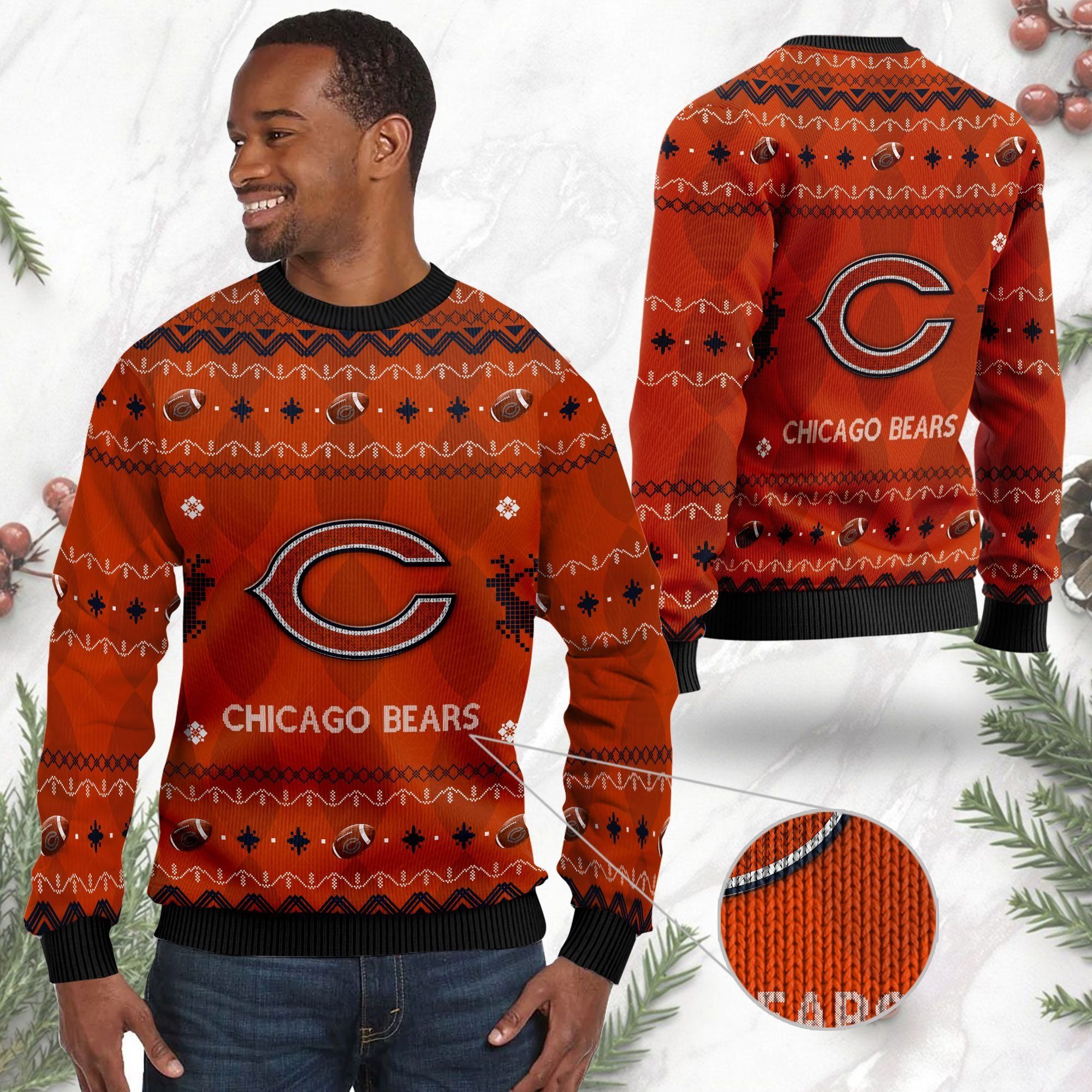 Chicago Bears NFL American Football Black Ugly Christmas Sweater