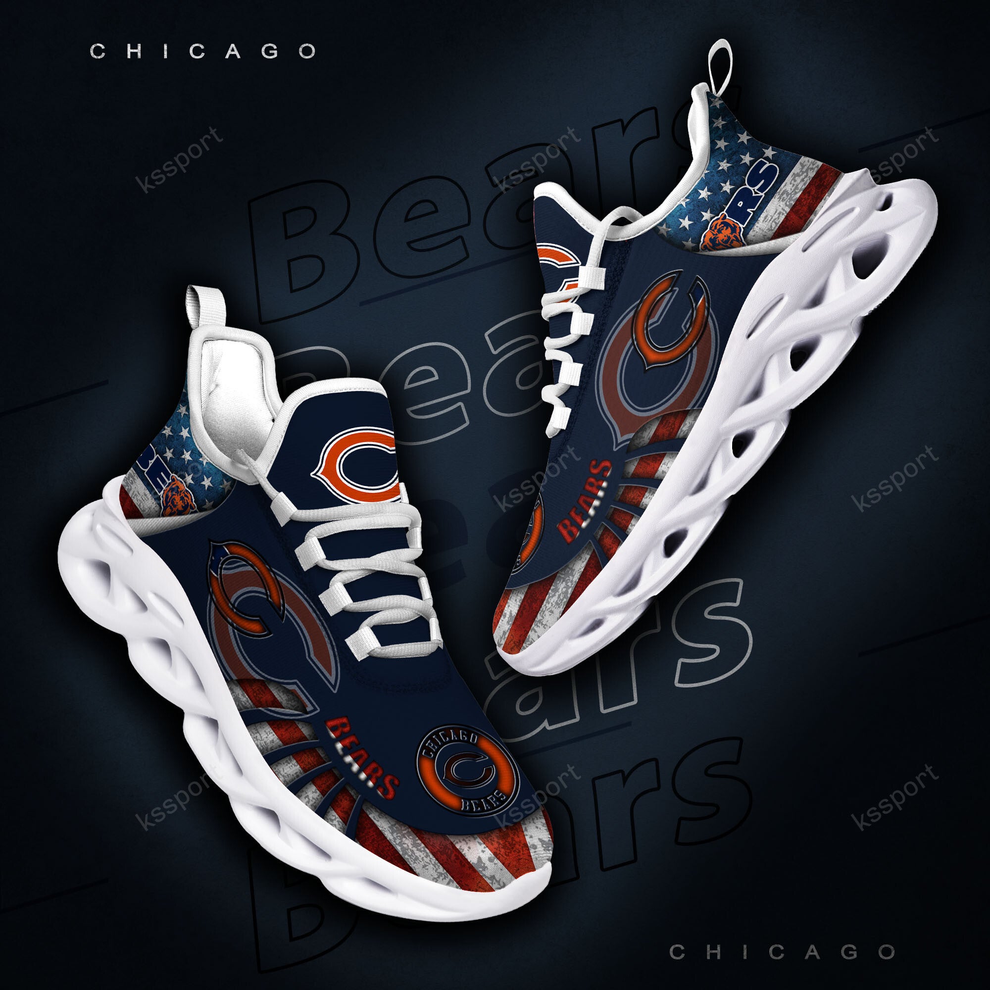 Chicago Bears NFL Max Soul Shoes Sneakers for Men And Women – NFL Football Fan Shoes, Team Sneakers