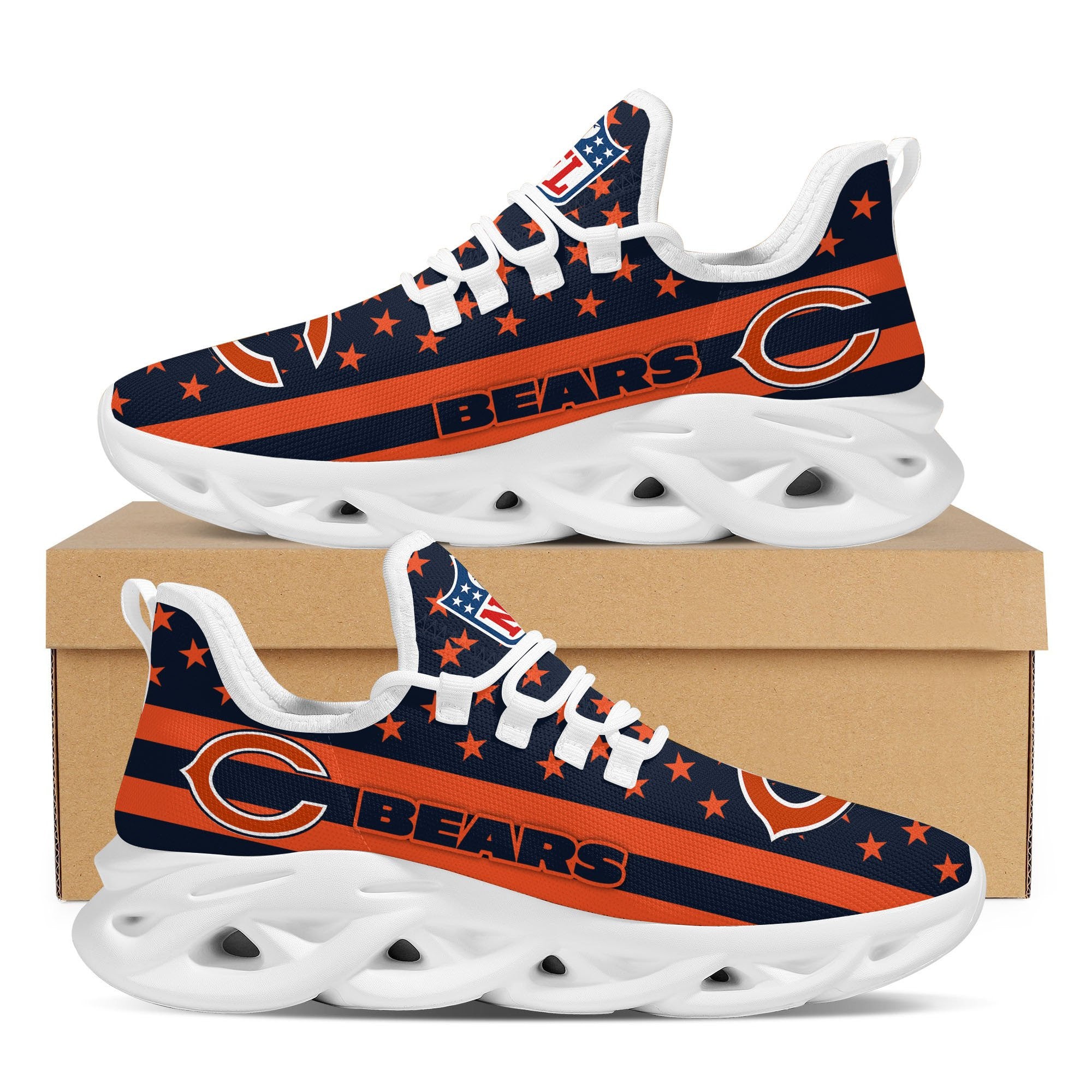 Chicago Bears NFL Max Soul Shoes Sneakers for Men And Women – NFL Football Fan Shoes, Team Sneakers