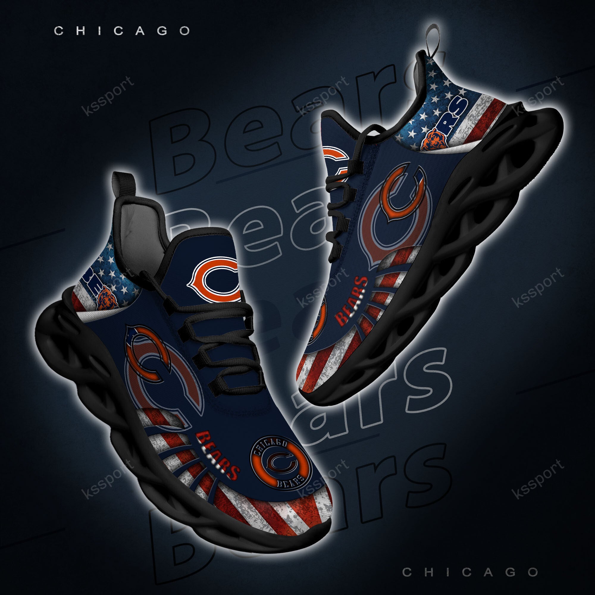 Chicago Bears NFL Max Soul Shoes Sneakers for Men And Women – NFL Football Fan Shoes, Team Sneakers - Image 3