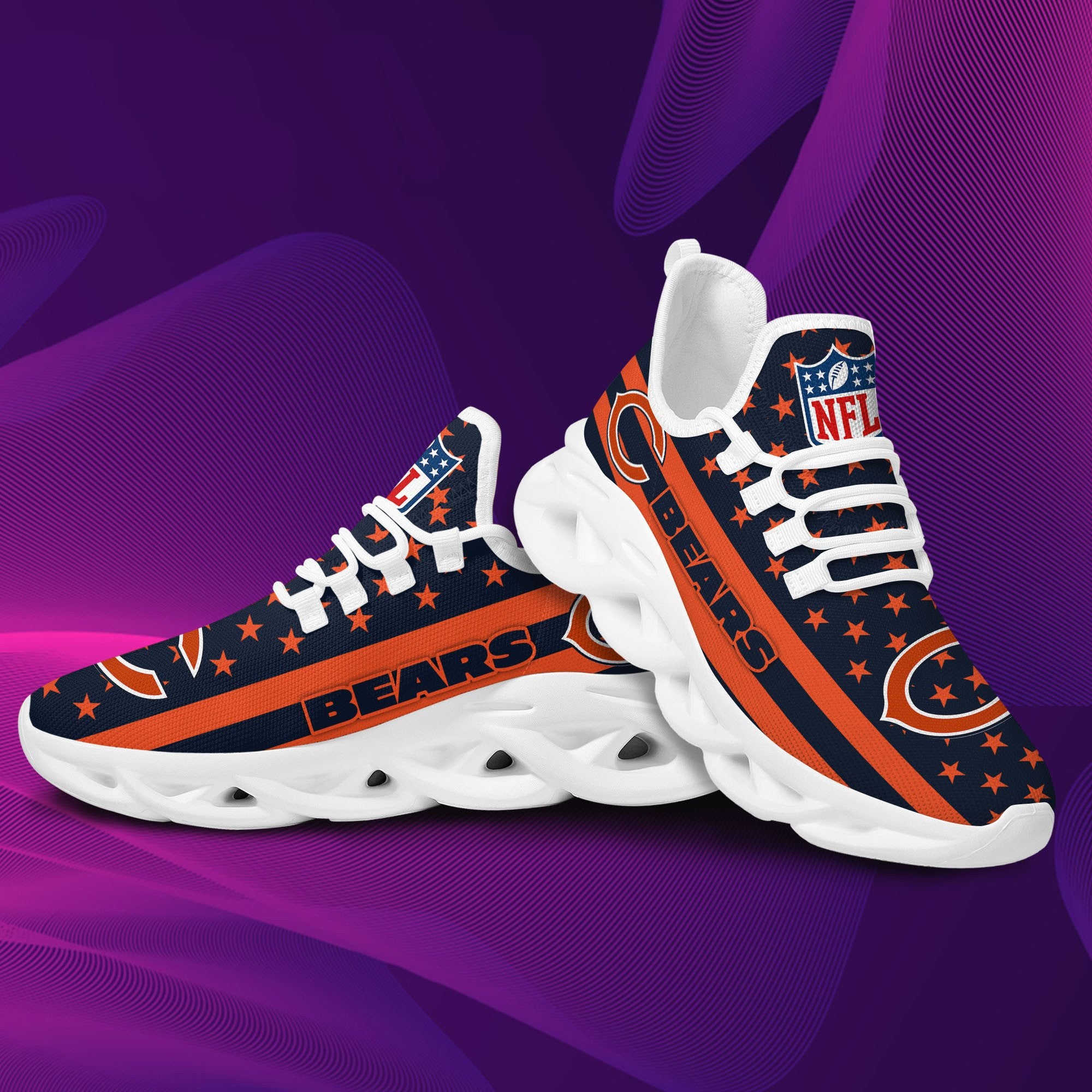 Chicago Bears NFL Max Soul Shoes Sneakers for Men And Women – NFL Football Fan Shoes, Team Sneakers - Image 3