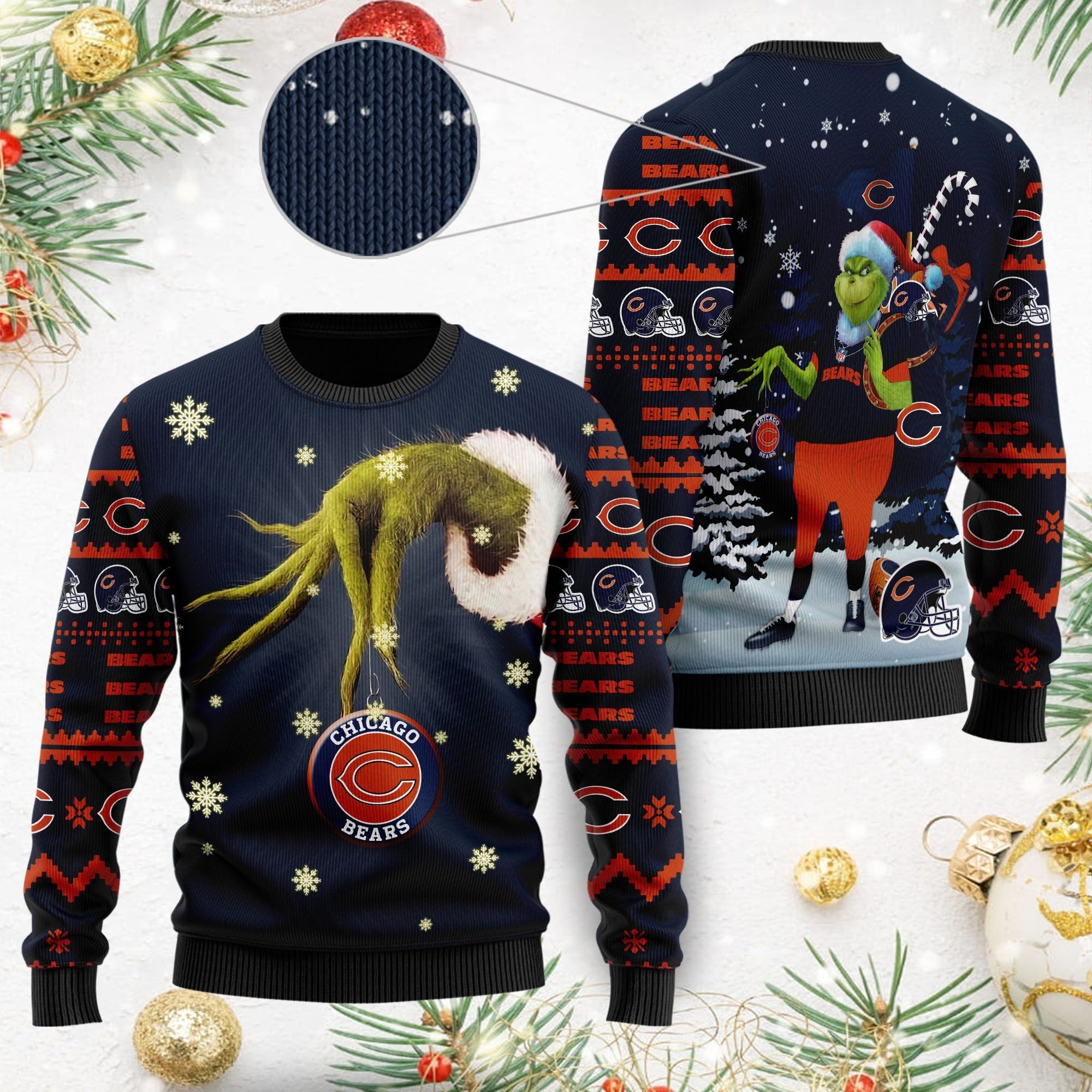 Chicago Bears NFL Team Grinch Ugly Christmas Sweater