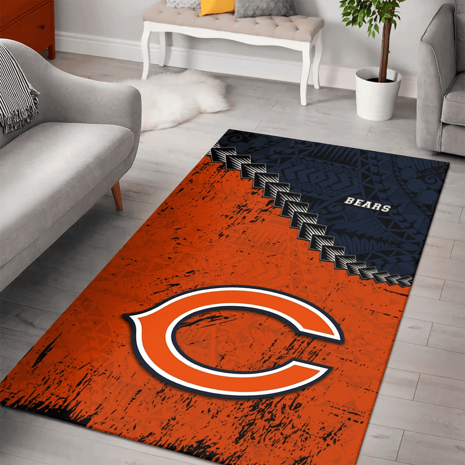 Chicago Bears Rectangle Area Rug – Full Print Carpet For Living Room & Bedroom Home Decor