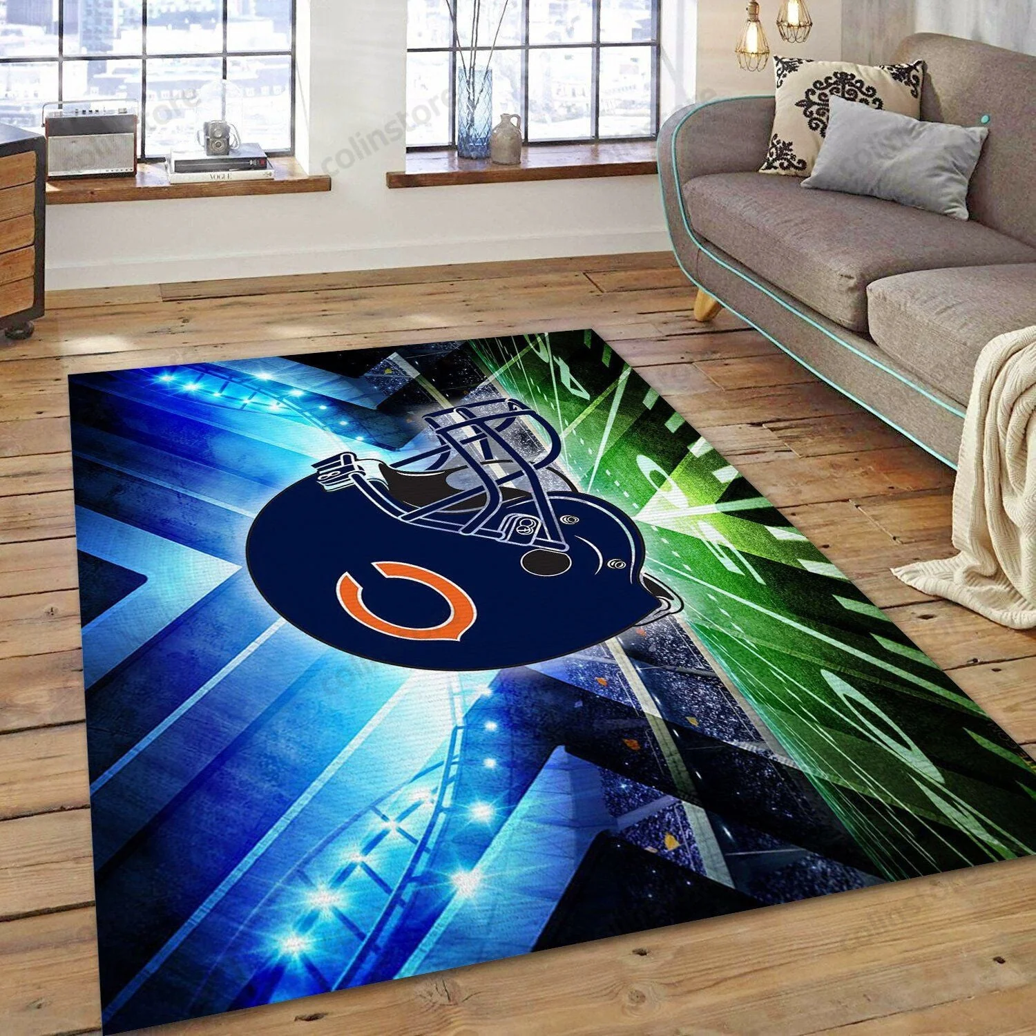 Chicago Bears Rectangle Area Rug – Full Print Carpet For Living Room & Bedroom Home Decor